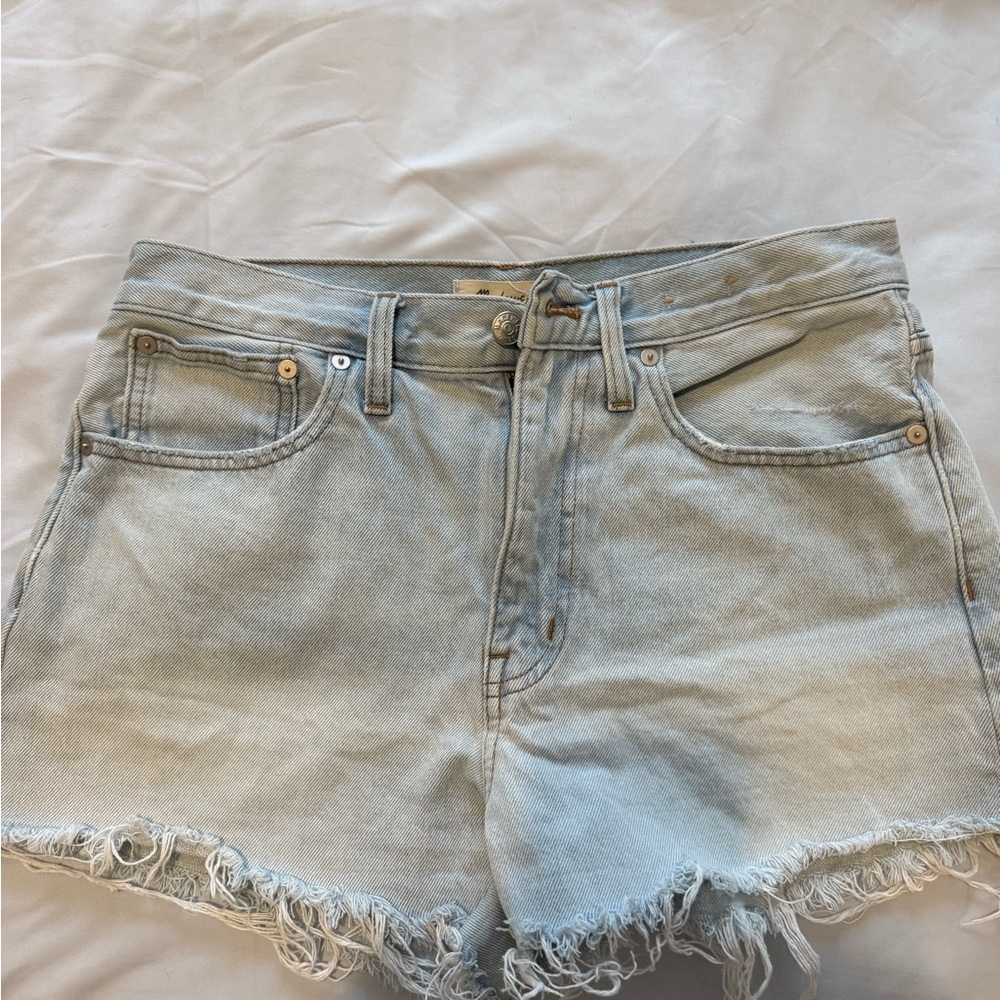 Madewell Light Wash Frayed Hem Jean Shorts